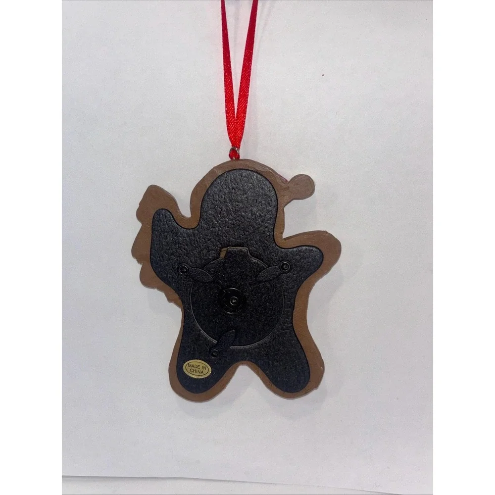 Vintage Gingerbread Man Christmas Ornament Photo Frame Santa Hat 4